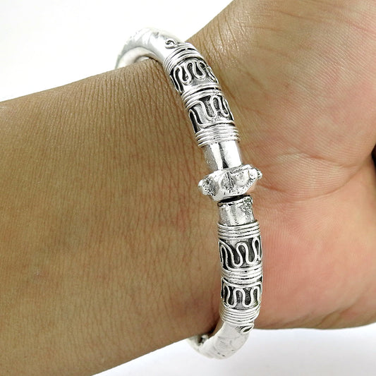 Solid 925 Sterling Silver Artisan Statement Bangle
