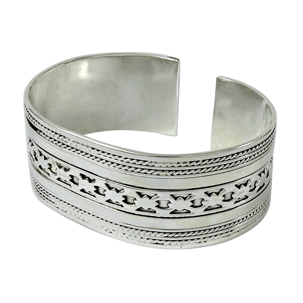Solid 925 Sterling Silver Designer Adjustable Bangle