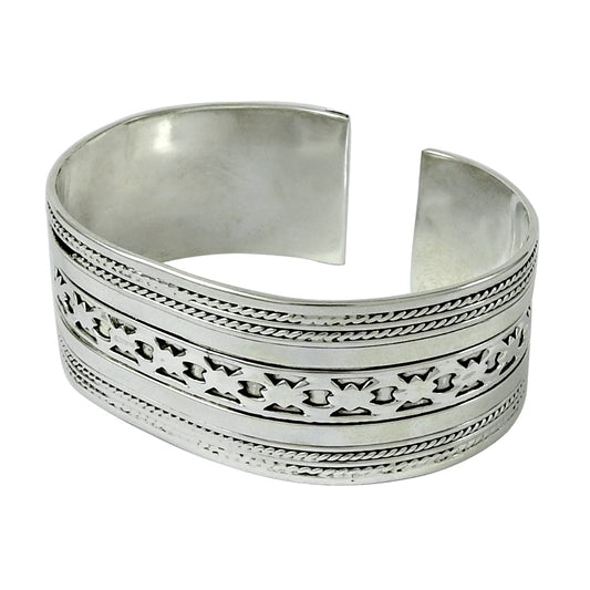 Solid 925 Sterling Silver Designer Adjustable Bangle