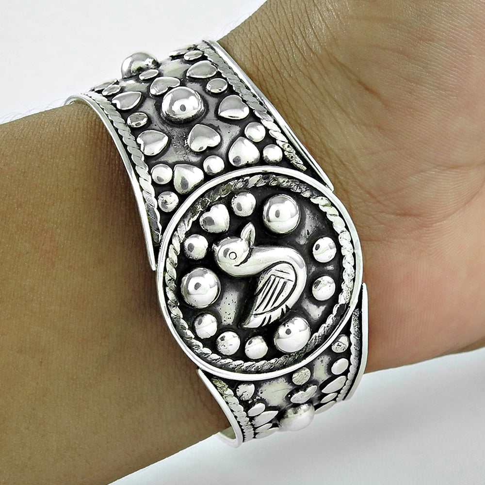 Elegant Solid 925 Sterling Oxidized Silver Handmade Bangle