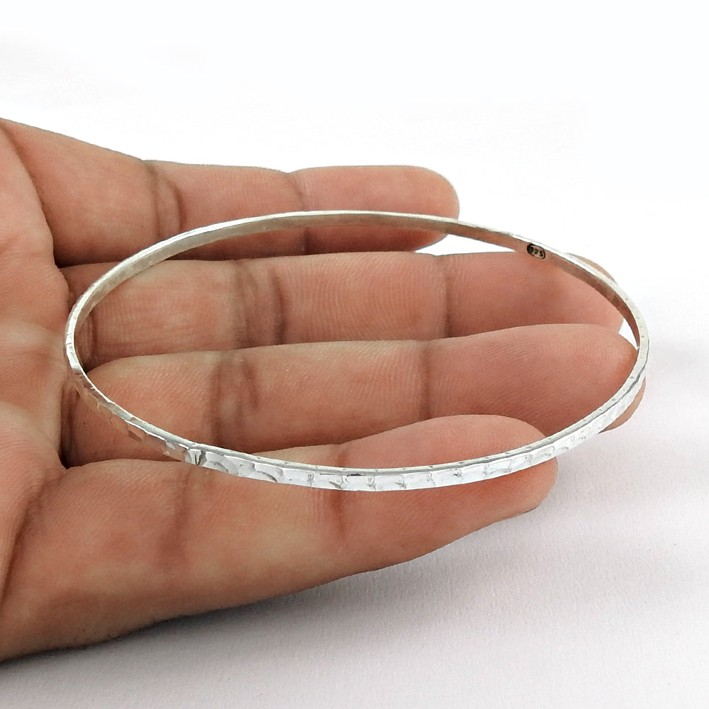 Solid 925 Sterling Vintage Silver Thin Cuff Bangle