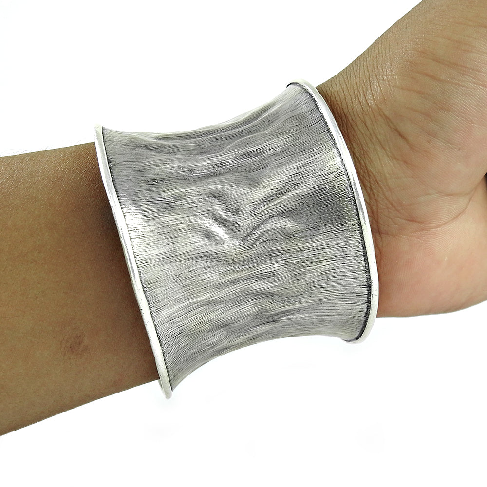 Handmade Solid 925 Sterling Silver Wide Cuff Bangle