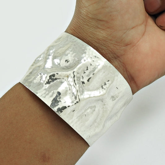 Handmade Solid 925 Sterling Silver Wide Bangle