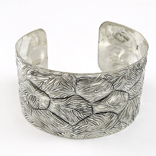 Solid 925 Sterling Silver Wide Bangle Gift for Women