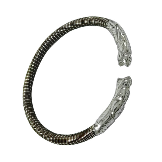 Solid Sterling Silver With Copper Wire Wrapped Adjustable Cuff Bracelet