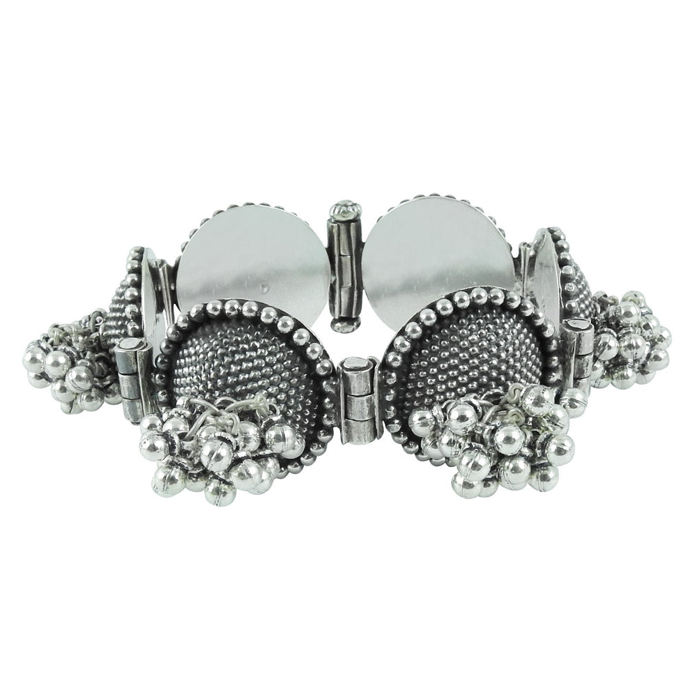 Solid 925 Sterling Oxidized Silver Artisan Bangle Indian Jewelry