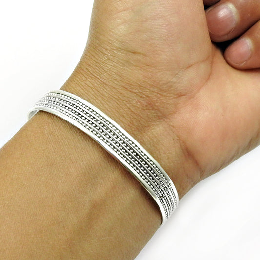 Solid 925 Sterling Silver Cuff Bangle