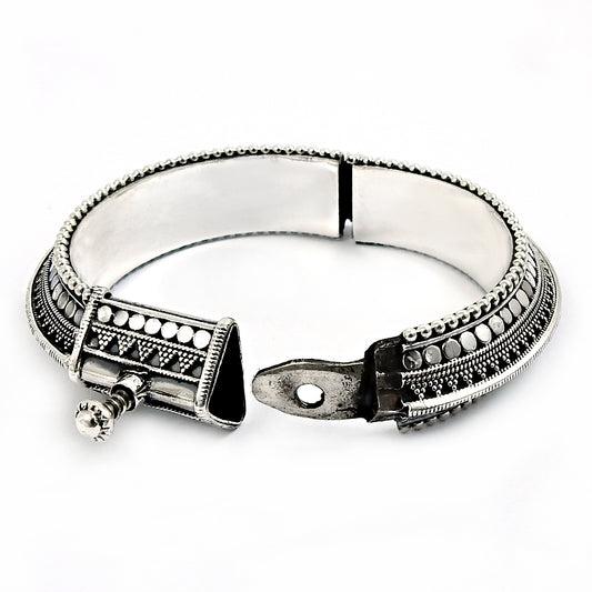 Solid 925 Sterling Silver Indian Artisan Bangle Jewelry