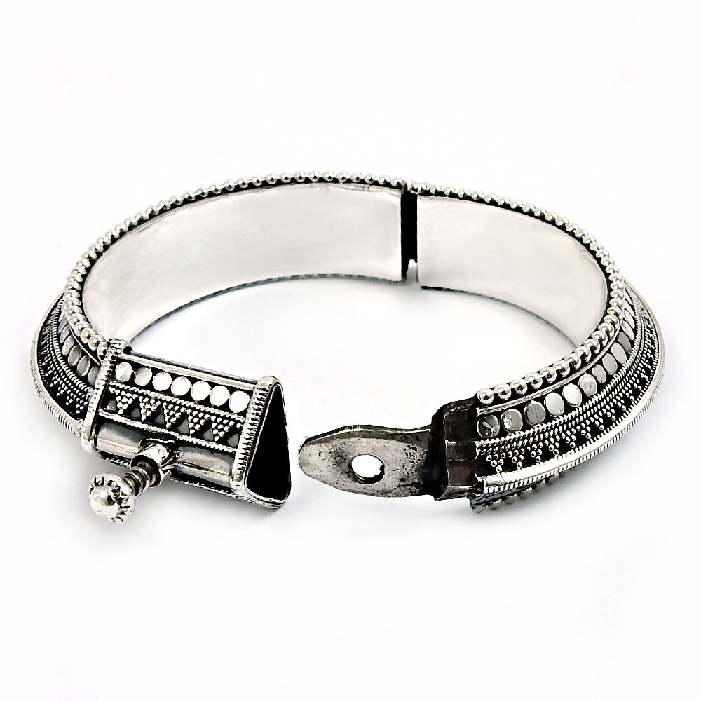 Solid 925 Sterling Silver Indian Artisan Bangle Jewelry