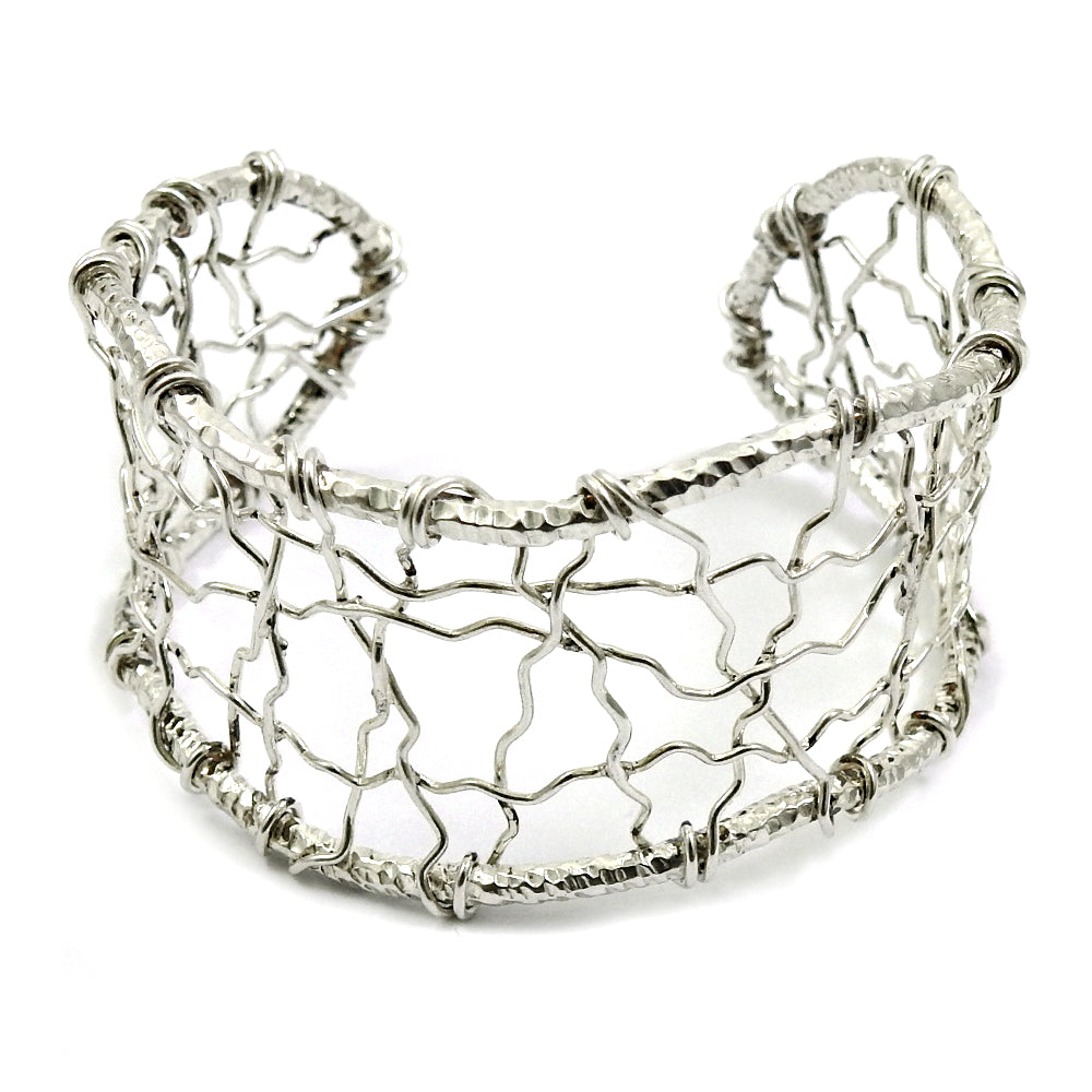 Solid 925 Sterling Silver Filigree Handmade Cuff Bangle
