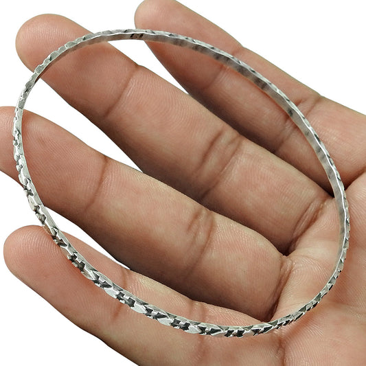 Solid 925 Sterling Silver Thin Bangle for Minimalist Style