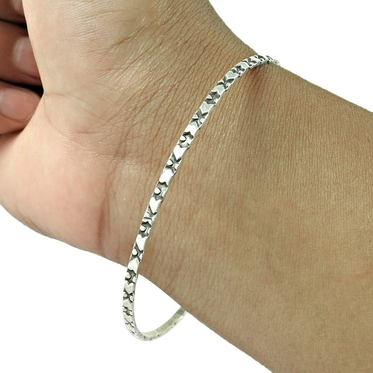 Solid 925 Sterling Silver Thin Bangle for Minimalist Style