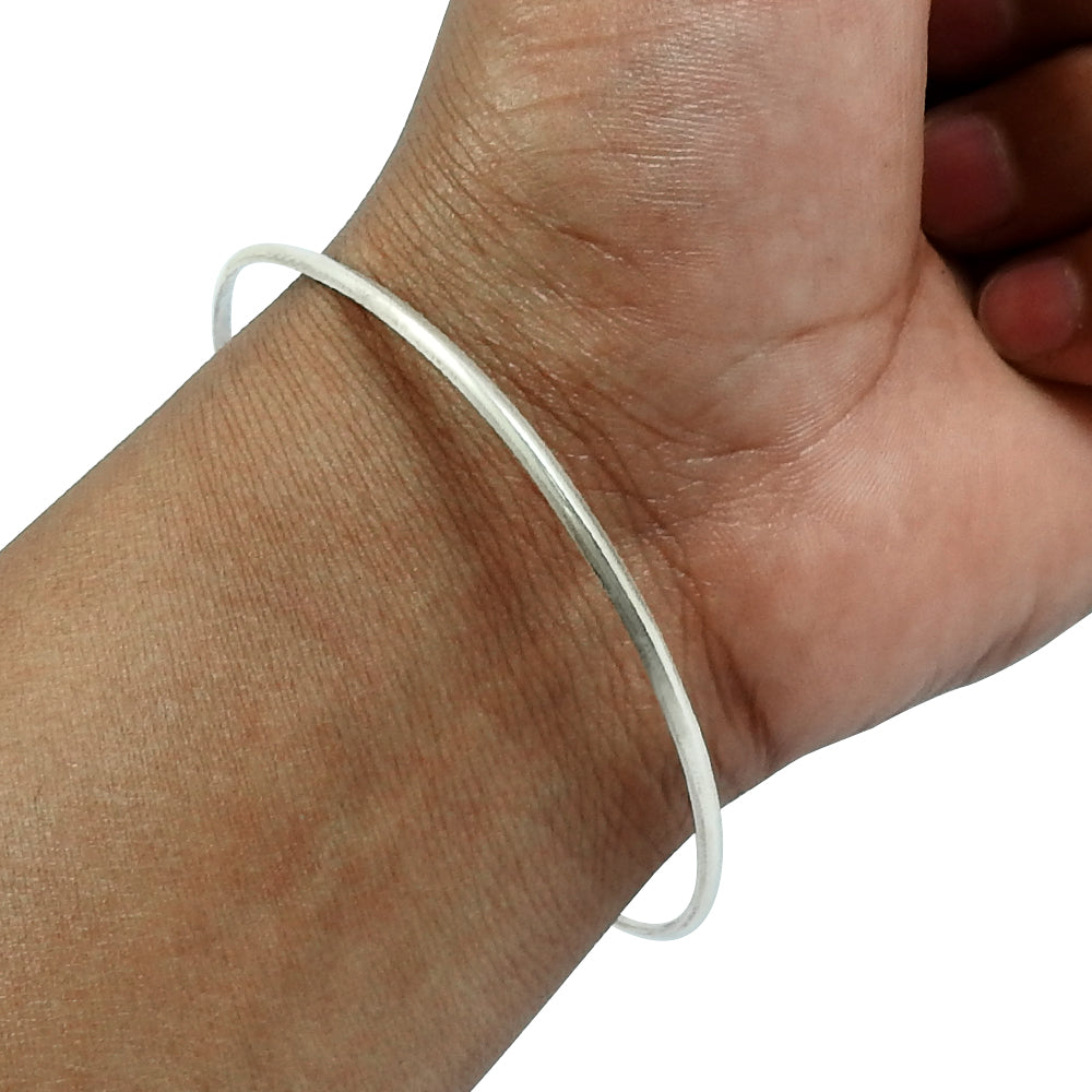Solid 925 Sterling Silver Thin Cuff Bangle for Women