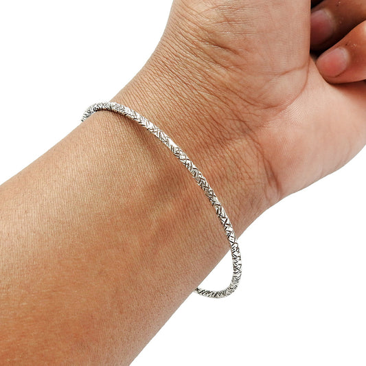 Solid 925 Sterling Silver Handmade Bangle Women Jewelry
