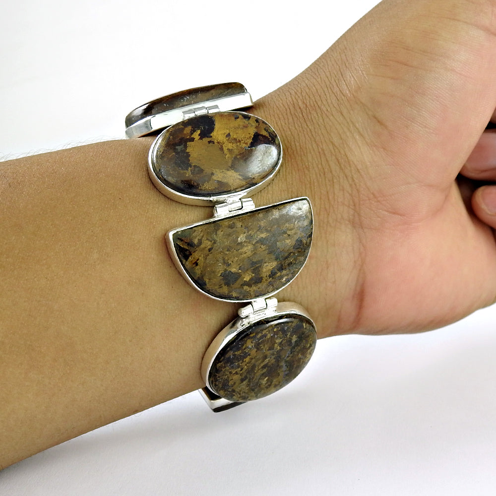 Birthday Gift Chain Boho Bracelet 925 Silver Natural Jasper Gemstone P55