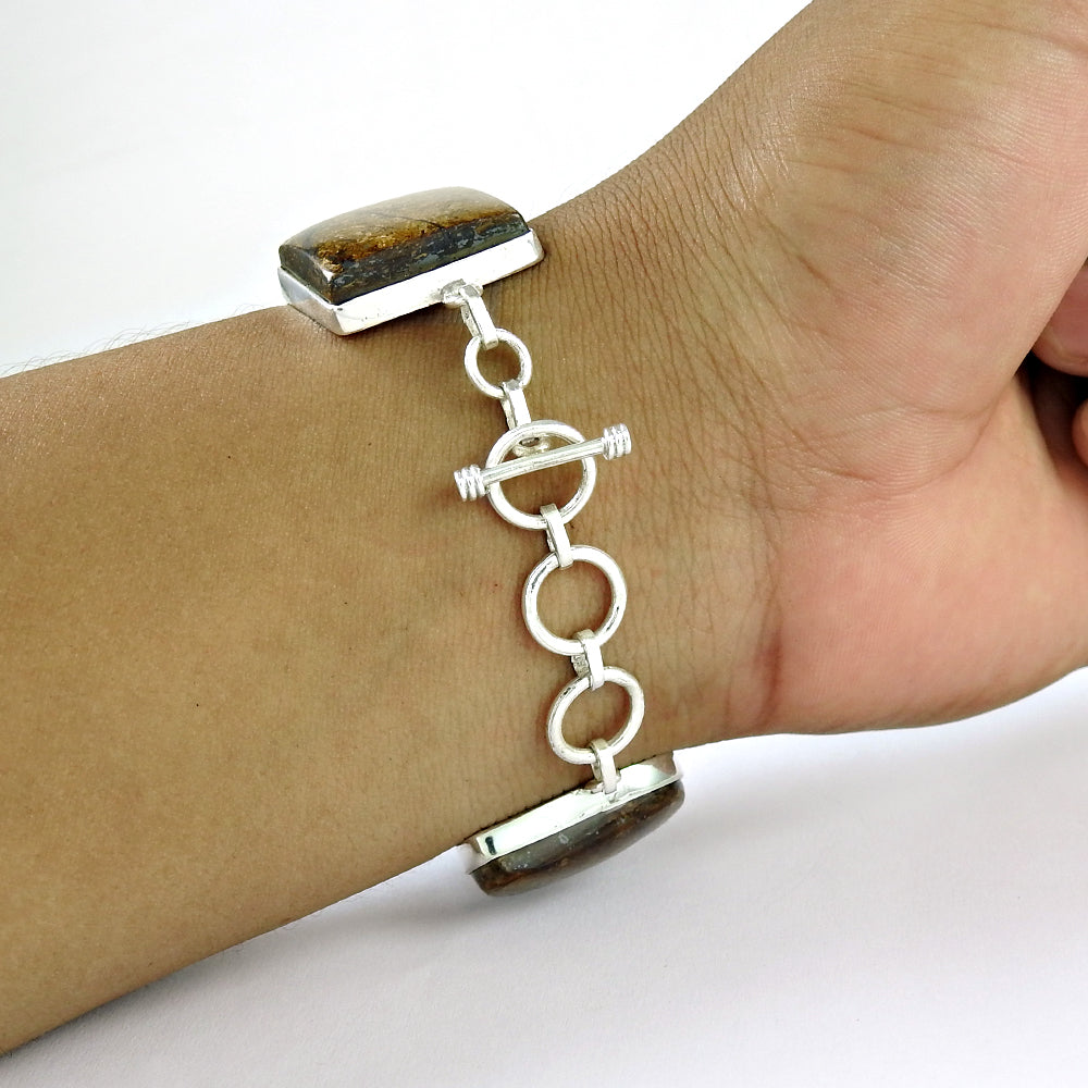 Birthday Gift Chain Boho Bracelet 925 Silver Natural Jasper Gemstone P55