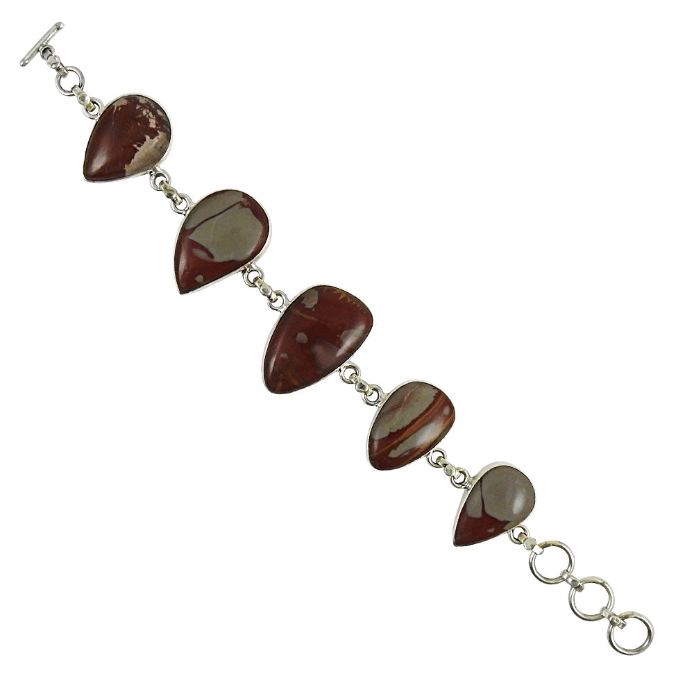 Jasper Stone Solid 925 Silver Wife Artisan Chain Bezel New Bracelet Jewelry