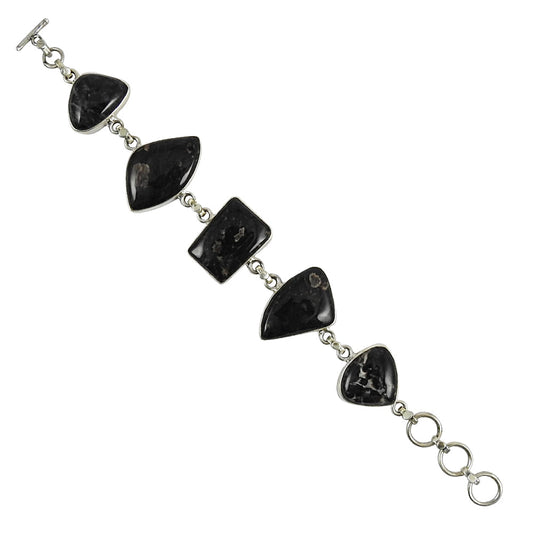 Jasper Gemstone Sterling Silver Chain Anniversary Art Deco Wife Bracelet Jewelry