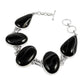 Natural Striped Onyx Gemstone Chain Tribal Bracelet 925 Silver For Girls S2