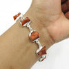 Birthday Gift 925 Silver Natural Carnelian Gemstone Rough Stone Bracelet E2