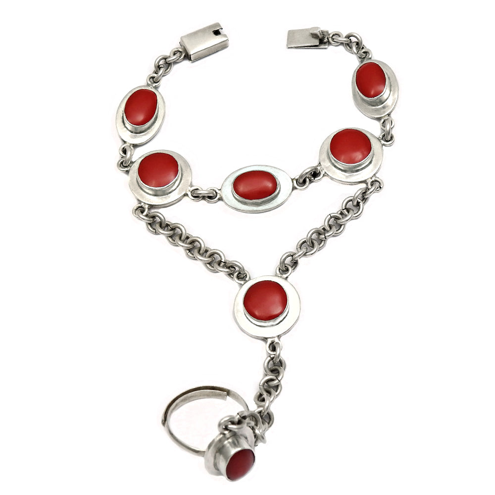 Red Onyx Gemstone 925 Sterling Silver Bezel Wedding Chain Handcrafted Bracelet