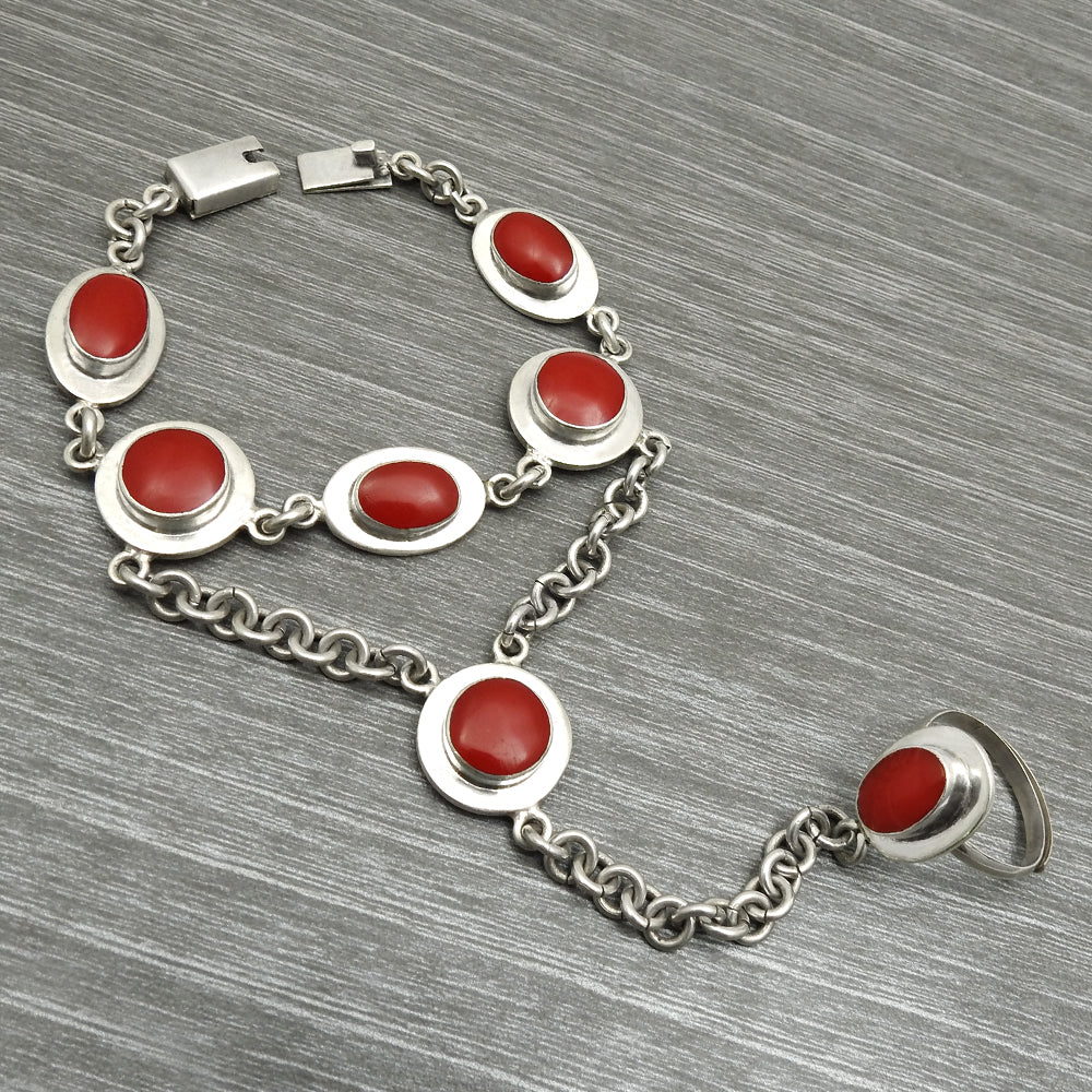 Red Onyx Gemstone 925 Sterling Silver Bezel Wedding Chain Handcrafted Bracelet