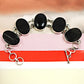 Natural Black Tourmaline Gemstone 925 Silver Chain Healing Bracelet For Women S5