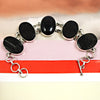 Natural Black Tourmaline Gemstone 925 Silver Chain Healing Bracelet For Women S5