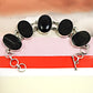 Natural Black Tourmaline Gemstone 925 Silver Chain Healing Bracelet For Women S5