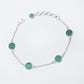 Round Malachite Gemstone Solid Sterling Silver Engagement Bezel Chain Bracelet