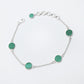 Round Malachite Gemstone Solid Sterling Silver Engagement Bezel Chain Bracelet