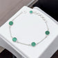 Round Malachite Gemstone Solid Sterling Silver Engagement Bezel Chain Bracelet