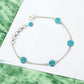 Round Turquoise Stone 925 Silver December Birth Mother Chain Bracelet Jewelry