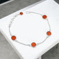 Round Carnelian Gemstone Solid Silver Daughter Bezel Boho Chain Wedding Bracelet