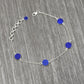 Round Lapis Lazuli Gemstone Sterling Silver September Chain New Bracelet Jewelry