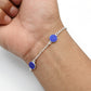 Round Lapis Lazuli Gemstone Sterling Silver September Chain New Bracelet Jewelry