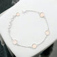 Round Rose Quartz Gemstone Solid Silver Bezel Chain Birthday Trendy New Bracelet
