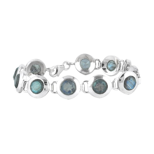925 Solid Silver Labradorite Gemstone Mother Chain Anniversary Tribal Bracelet