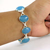 Blue Chalcedony Gemstone Bracelet 925 Sterling Silver Gift For Her Jewelry F77