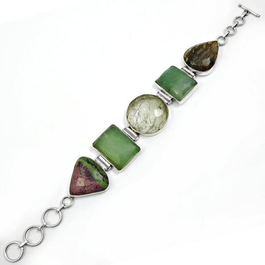 Birthday Gift Chain Ethnic Bracelet 925 Silver Natural Aventurine Gemstone F3