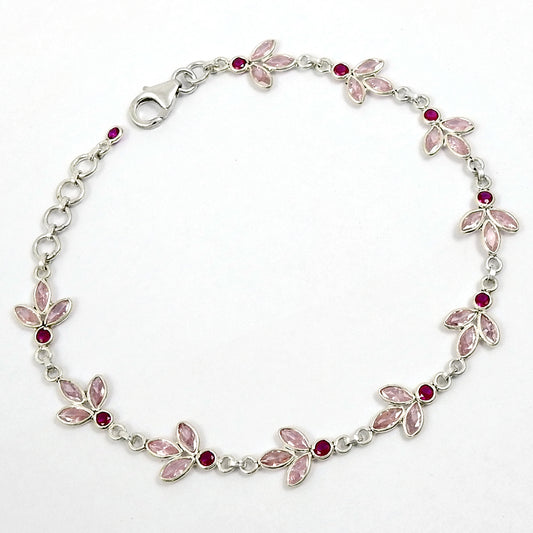 Birthday Gift 925 Silver Natural Cubic Zirconia Chain Bohemian Bracelet D4