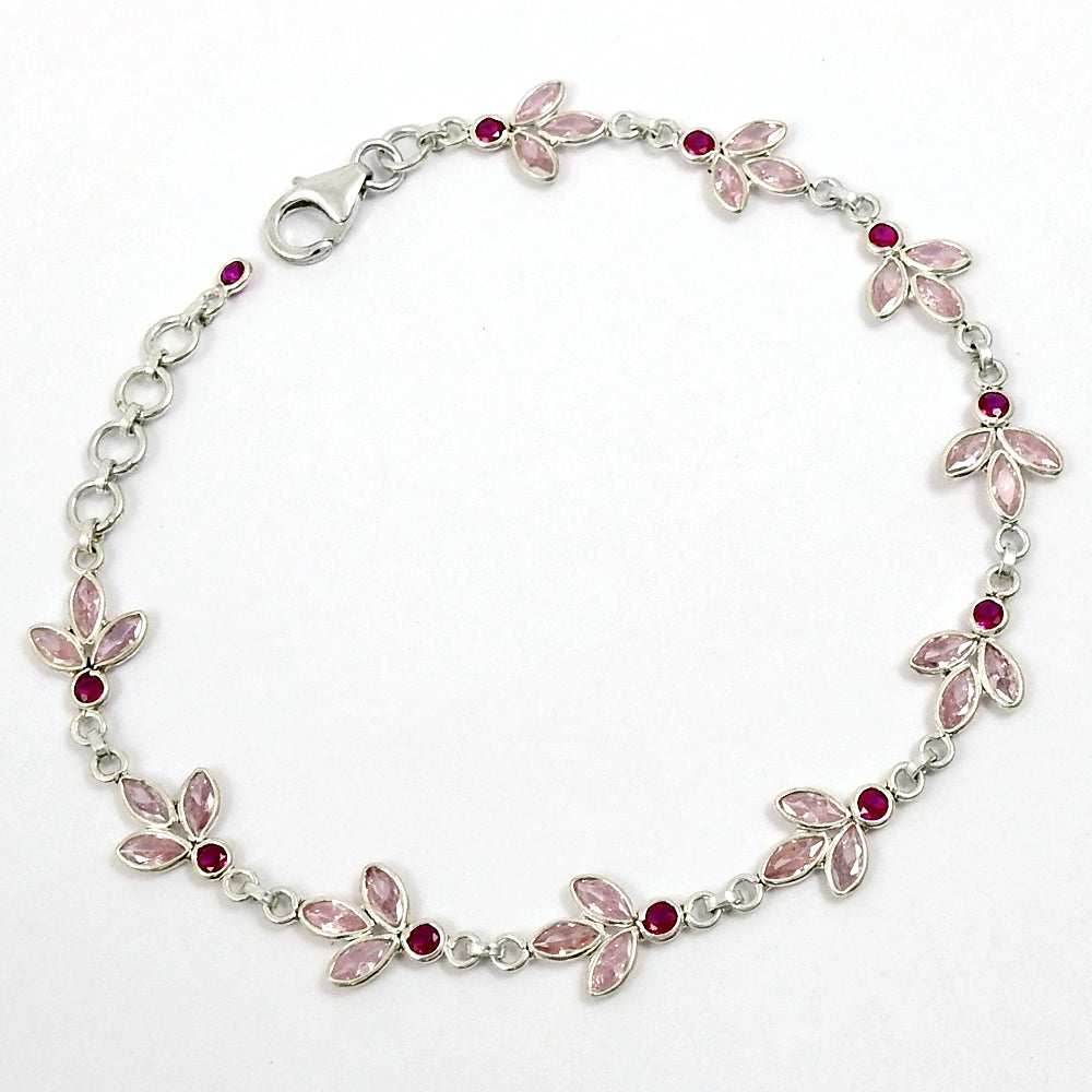 Birthday Gift 925 Silver Natural Cubic Zirconia Chain Bohemian Bracelet D4