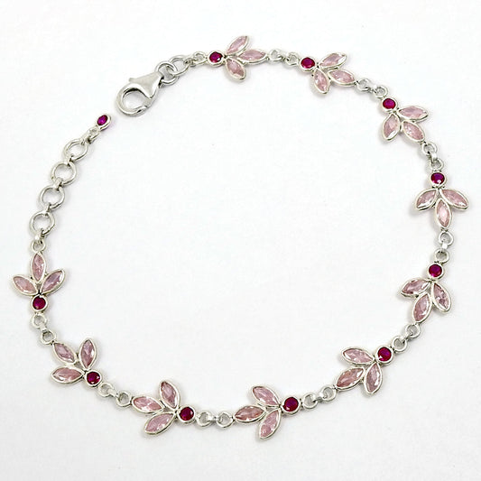 Birthday Gift 925 Silver Natural Cubic Zirconia Chain Bohemian Bracelet D4