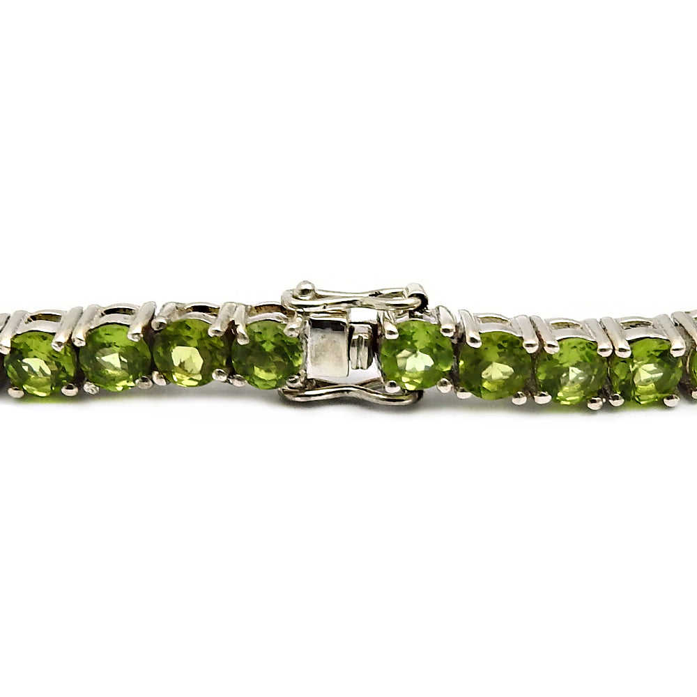 925 Sterling Silver August Round Peridot Gemstone Mother Chain Bohemian Bracelet