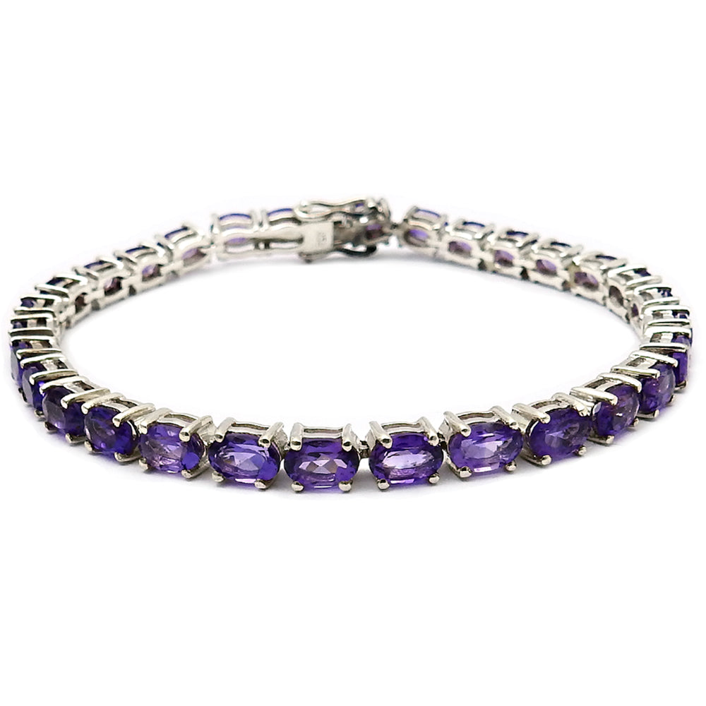 Natural Amethyst 925 Sterling Silver Statement Bracelet