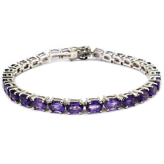 Natural Amethyst 925 Sterling Silver Statement Bracelet