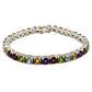 Round Shaped Natural Gemstones 925 Sterling Silver Bracelet