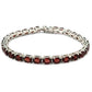 Oval Natural Garnet Gemstone 925 Sterling Silver Statement Bracelet