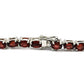 Oval Natural Garnet Gemstone 925 Sterling Silver Statement Bracelet