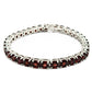 Natural Garnet Gemstone Chain Vintage Bracelet 925 Sterling Silver For Girls A43